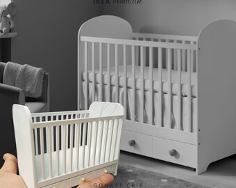 Mobili in miniatura ispirati a Ikea per la culla Gonatt della casa delle  bambole in scala 1:12, mobili scandinavi per la casa delle bambole, culla in