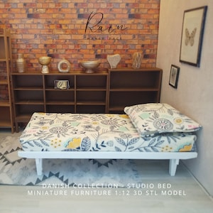 Miniature Studio Bed, Miniature Single Bed, Dollhouse Bed, Tiny Bed  | 3D STL File