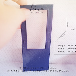 Miniature Dollhouse Door, 1:12 Mini Door For Dollhouse, 3D STL File