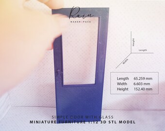 Miniature Dollhouse Door, 1:12 Mini Door For Dollhouse, 3D STL File