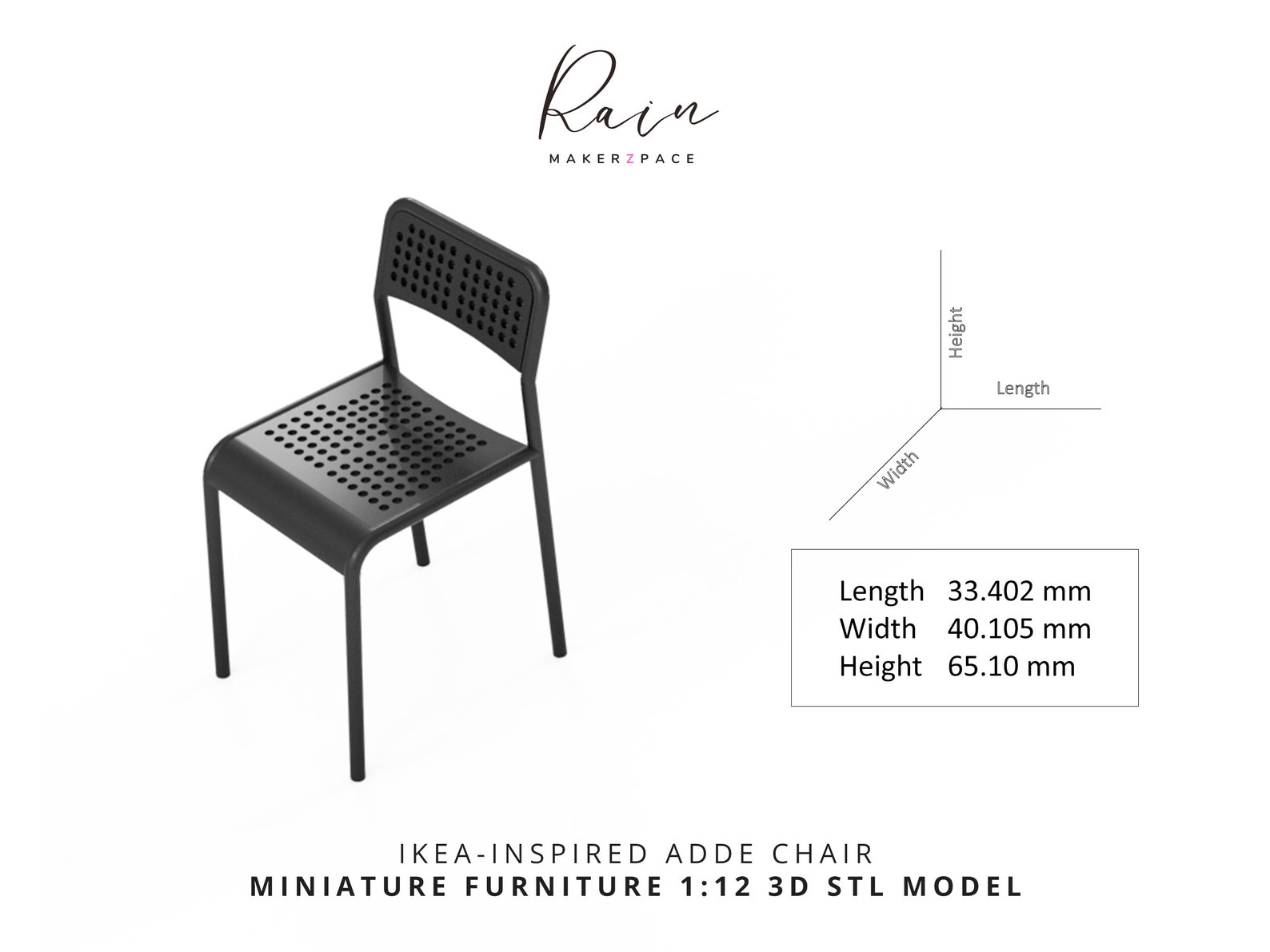 Ikea-inspired Adde Chair, Miniature Furniture, Modern Style Miniature ...