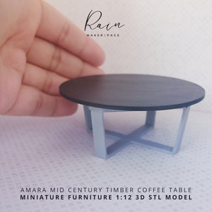 Miniature Mid-century Coffee Table Inspired By Amara | 1:12 Scale 3d Cad Model For Dollhouse Furniture, Miniature Furniture