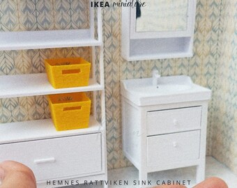 Miniature Ikea inspired Hemnes Rattviken Sink Cabinet for 1 12
