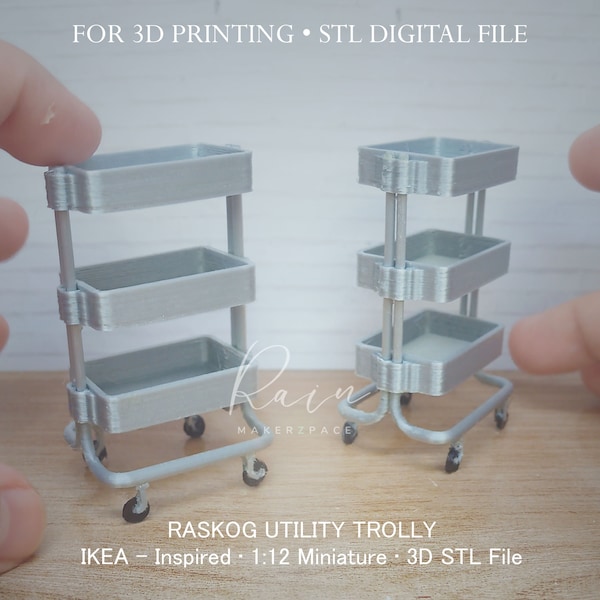 Miniature Ik-inspired Raskog Utility Trolly | Laundry Room Miniature Furniture Collection  | 3D STL FILE