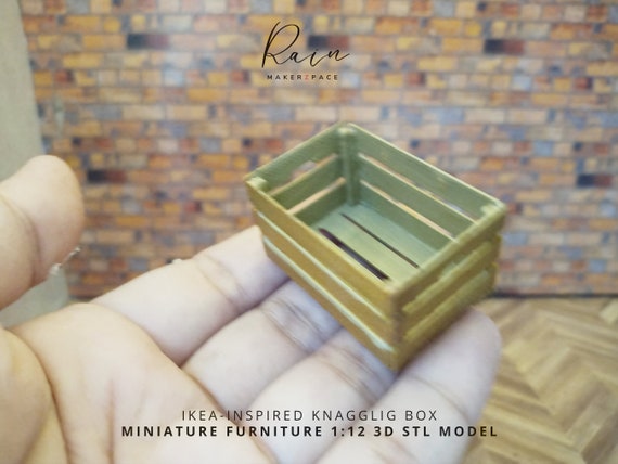 Miniatur Ikea-inspirierter Knagglig, Miniatur Ikea Holzkiste, Mini Holzkiste, Mini Ikea Kiste