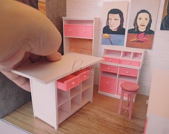 Miniature Crafter / Sewing Room Furniture Collection (7 Pcs) | 1:12 Scale, Miniature Craft Room | 3D STL FILE