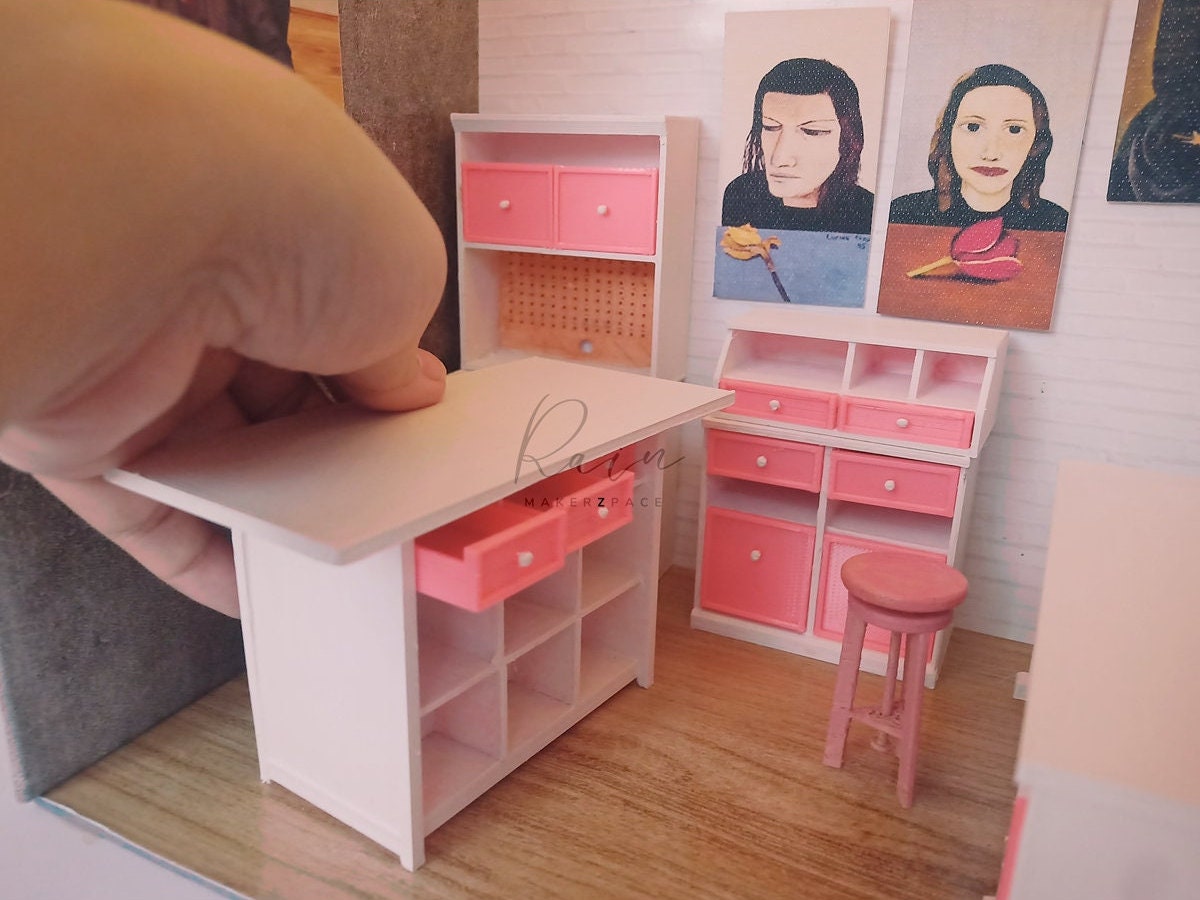 DIY Miniature Dollhouse Office Storage Desk/ SVG / Cricut / Laser