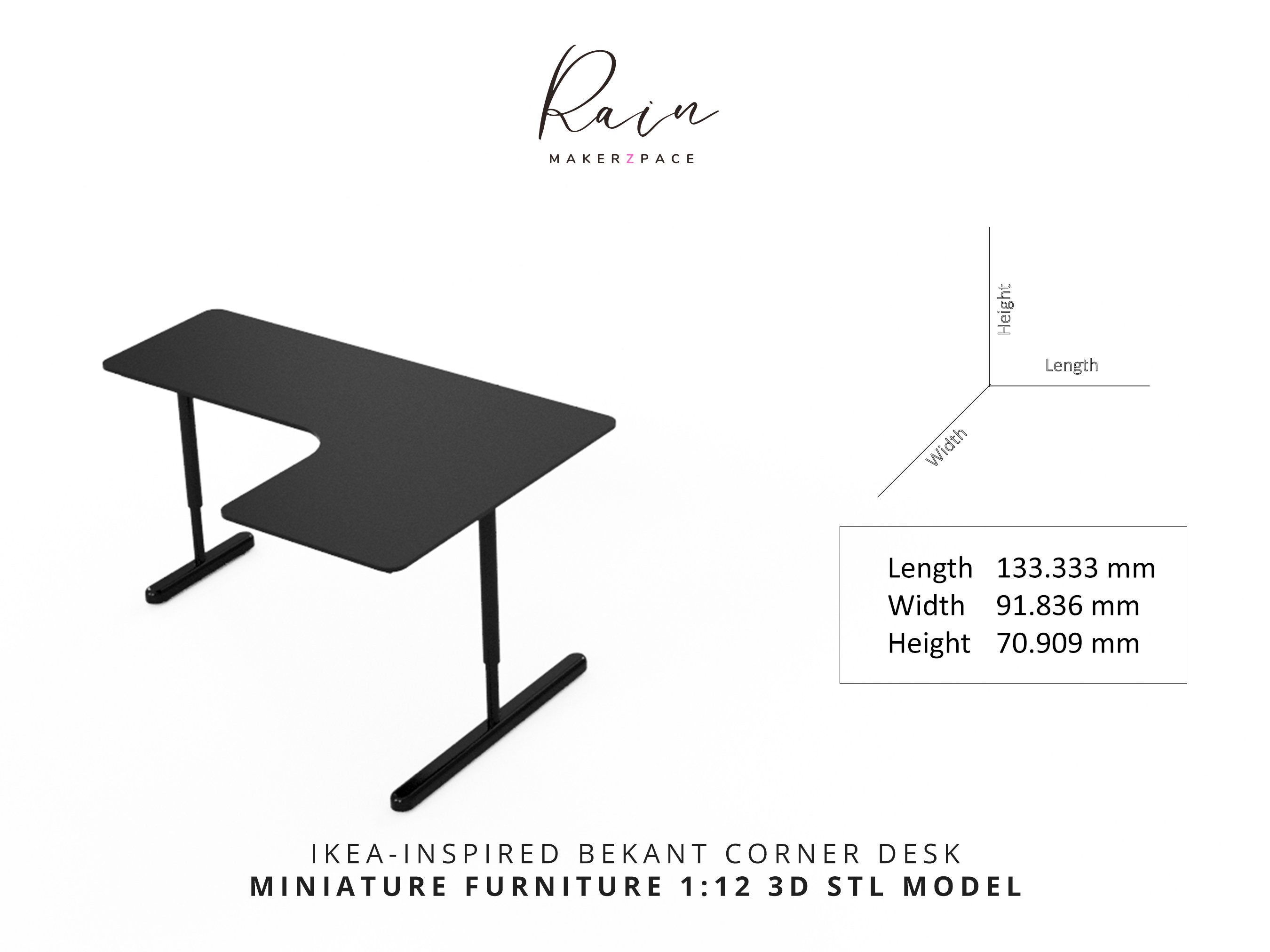 Ikea Micke Corner Computer Desk Ikea Corner Desk Adjustable Height  Miniature Ikea-inspired BEKANT Corner Desk, image size:2700x2025