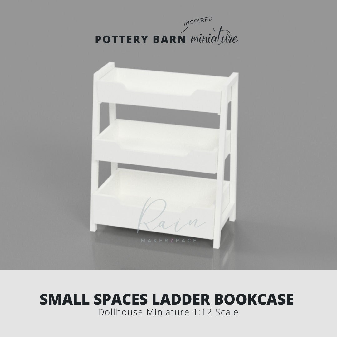 Miniature Bookcase Mini Pottery Barn inspired Ladder Bookcase for 1 12 Dollhouse Pottery Barn Bookcase Miniature Bookcase 3D STL File Etsy