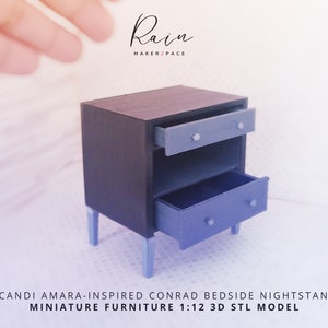 Miniature Scandinavian-inspired Conrad Bedside Nightstand With Miniature Drawer - 3d Cad Model For 3d Printing, Mini Nightstand