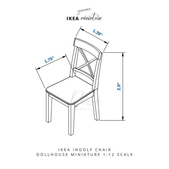 Miniature Model of Ikea-inspired Ingolf Chair for 1:12 Dollhouse