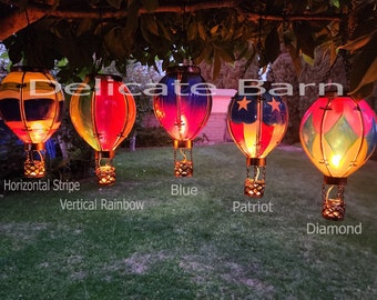 Artisan Flickering Solar Light Hot Air Balloon -Hand Painted  - Yard Art - CHOOSE Style