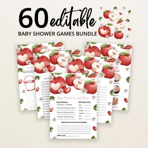 Editable The Apple of Our Eye Baby Shower Game Bundle, Apple Harvest Baby Shower Game Pack, Fall Apple Baby Shower Games, BBS899