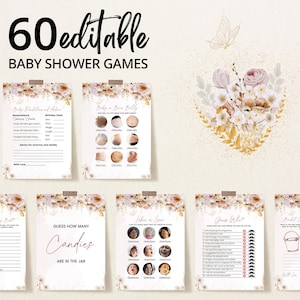 Editable Wildflower Baby Shower Game Bundle, Baby in Bloom Baby Shower Game Pack, Spring Flowers Baby Shower Games, BBS637