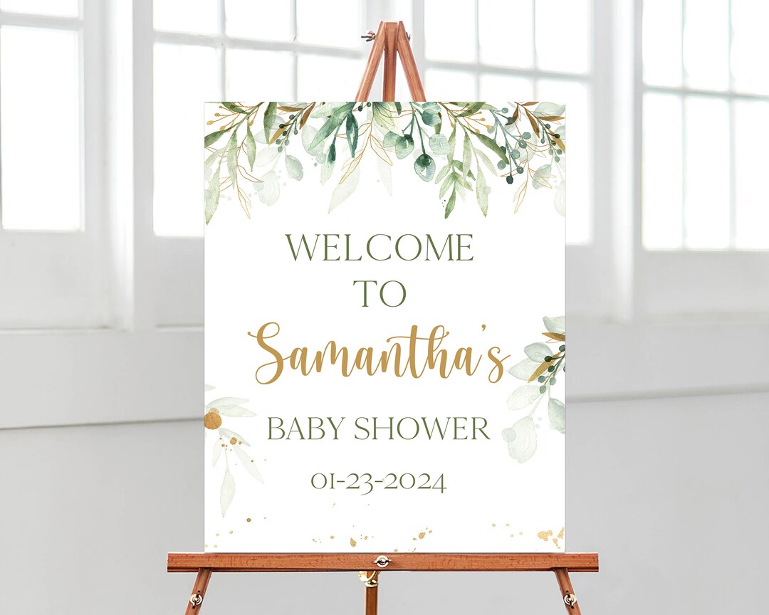 Editable It's a Boy Greenery Baby Shower Welcome Sign, Boy Greenery ...