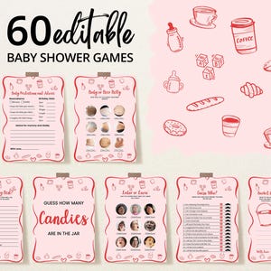 Editable Café Bébé Baby Shower Game Bundle, A Baby is Brewing Baby Shower Game Pack, Coffee Baby Shower, Cup of Coffee Games BBS1011