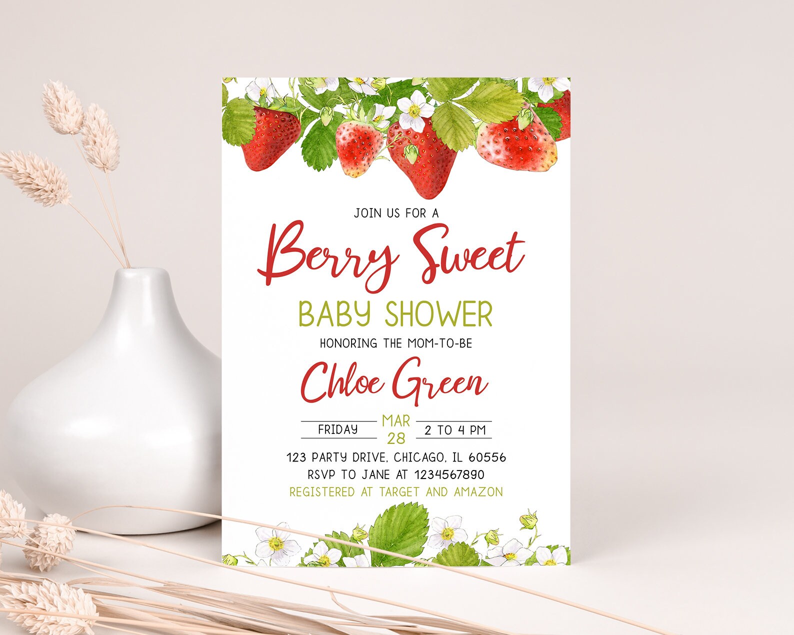 Berry Sweet Baby Shower Invitation Template Shower, Sprinkle or