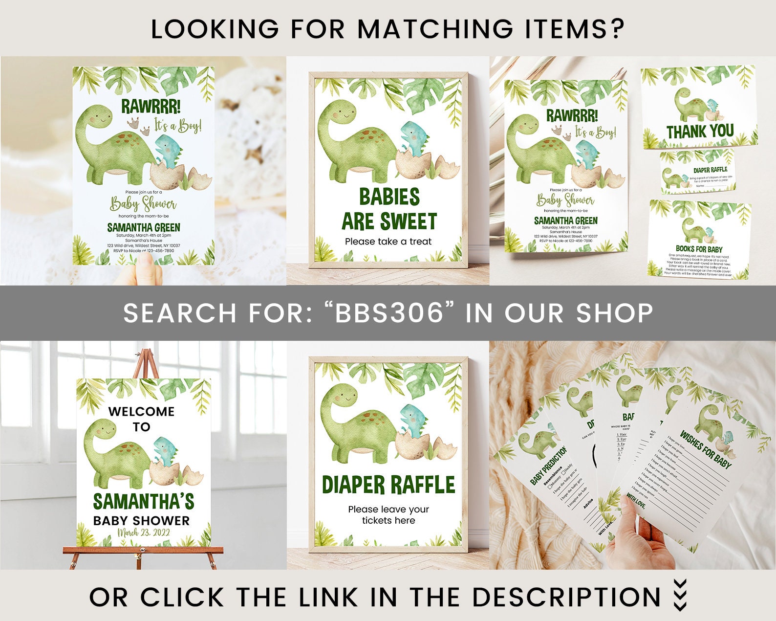 Set di inviti per dinosauri modificabili, pacchetto di inviti per baby shower Dino, baby shower per ragazzi, tema dinosauro per bambini, modello di pacchetto stampabile giungla 0177 - Italia
