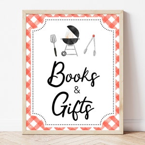 Books and Gifts Sign BBQ Baby Shower, Backyard Gifts Table Sign Baby Shower, Baby-q Baby Shower, BBQ Backyard Baby Shower Decoration,BBS311