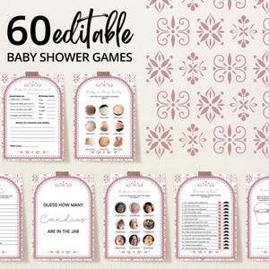 Editable Cielito Lindo Girl Baby Shower Game Bundle, Pink Mexican Talavera Game Pack, Girl Pink Papel Picado Baby Shower Games, BBS1068