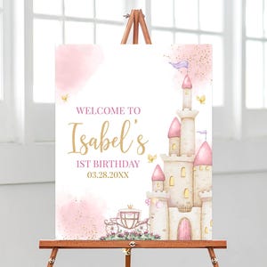Bearbeitbar Es war einmal Prinzessin Geburtstag Willkommensschild, Schloss Prinzessin Geburtstag Poster, Königlicher Prinzessin Magischer Schloss Geburtstag, BRT263