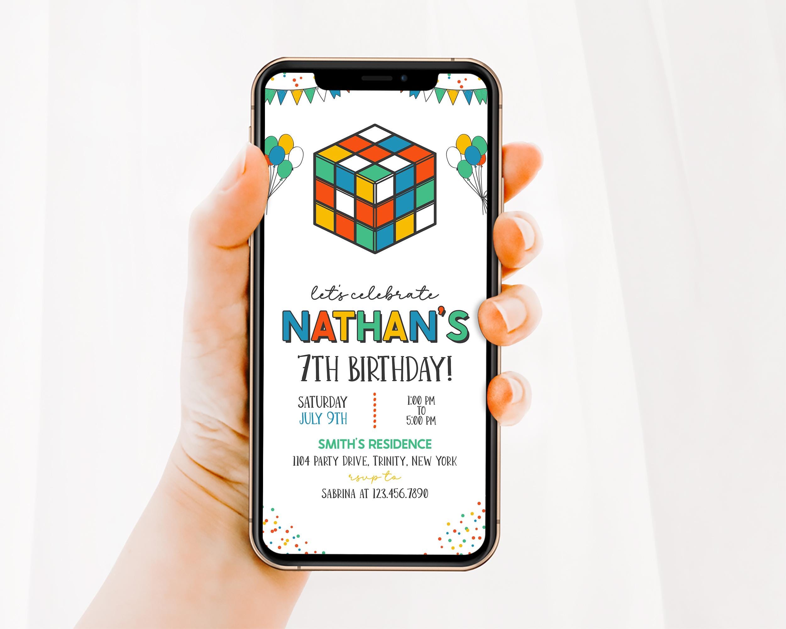 Editable Puzzle Cube Birthday Invitation, Game Puzzle Boy Birthday ...