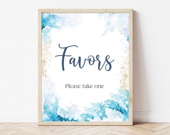 Favors Sign Ocean Baby Shower, Nautical Baby Shower Babies are Sweet Sign, Under the Sea Baby Shower, Neutral Beach Shower Decor, BBS690