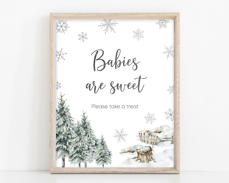 Editable Baby It's Cold Outside Baby Shower Table Sign, Gender Neutral