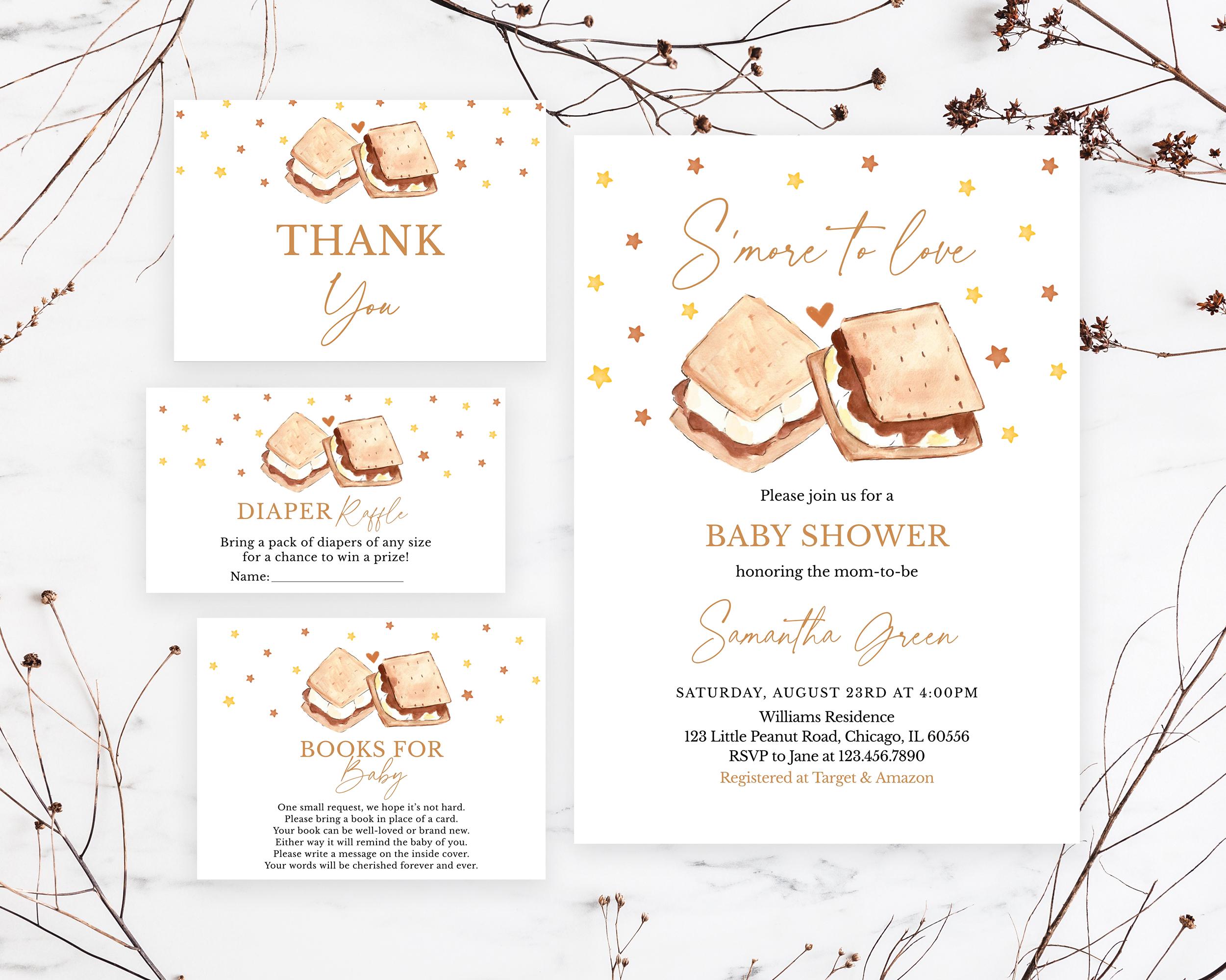 Editable S'more to Love Baby Shower Invitation Bundle, S'mores Baby Shower Invite, Fall S'more Fun Baby Shower Invite, BBS840