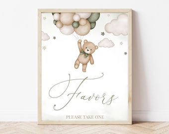 Favors Sign Gender Neutral Bear Baby Shower, We Can Bearly Wait Baby Shower Babies are Sweet Sign, Green Boho Bear Baby Shower Decor, BBS390