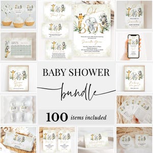 Editable Oh Boy Safari Animals Baby Shower Bundle, Safari Jungle Baby Shower Invitation Pack, Greenery Wild One Shower Game Package, BBS825