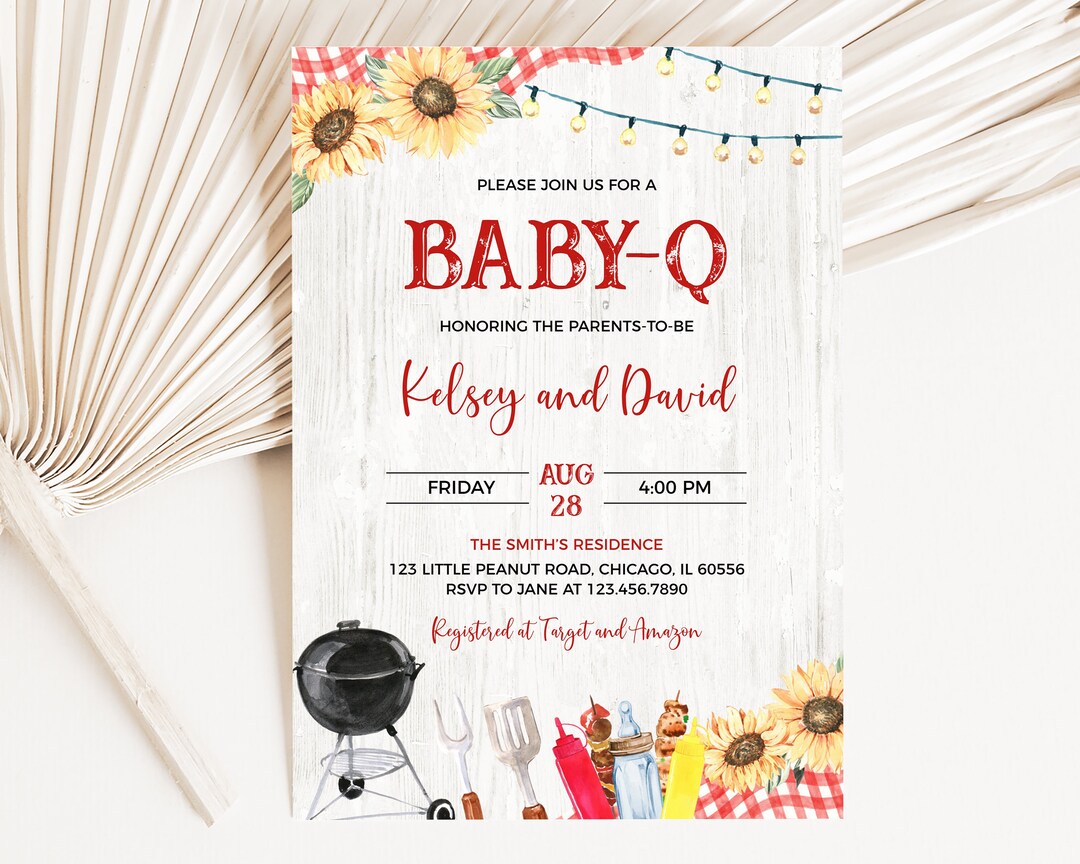 Editable BBQ Baby Shower Invitation, Backyard Baby Shower Invite, Baby ...