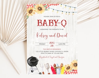 Editable BBQ Baby Shower Invitation, Backyard Baby Shower Invite, Baby-q Baby Shower, Coed BBQ Baby Shower, Gender Neutral Baby-q, BBS394