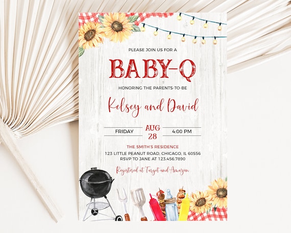 Editable BBQ Baby Shower Invitation, Backyard Baby Shower Invite, Baby-q Baby Shower, Coed BBQ Baby Shower, Gender Neutral Baby-q, BBS394