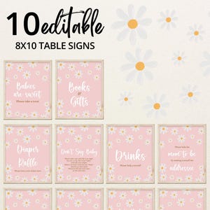 Editable Daisy Baby Shower Table Sign, Bohemian Daisy Baby Shower Babies are Sweet Favors, Boho Groovy Daisy Diaper Raffle, Gifts, BBS364