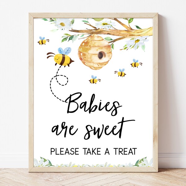 Babies are Sweet Sign Oh BaBee Baby Shower, Honey Bee Baby Shower Favors Sign, Bee Baby Shower Decor, Sweet as can bee, BBS200