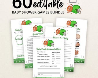 Editable Little All Star Boy Baby Shower Game Bundle, American Football Baby Shower Game Pack, Sports Baby Shower Games, BBS1080