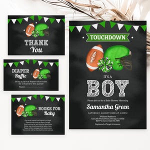 Editable Touchdown It's a Boy Baby Shower Invitation Bundle, American Football Baby Shower Invite, Sports Baby Shower Invitation, BBS1079