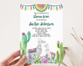 Editable Llama Baby Shower Invitation, Cactus Llama Baby Shower Invite, Floral Llama Baby Shower Invitation Template, Cactus Fiesta BBS141 product logo