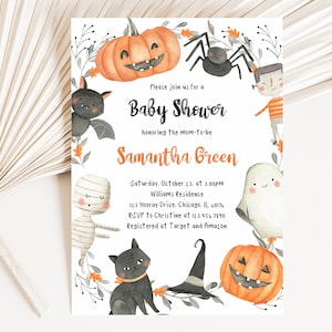 Editable Halloween Baby Shower Invitation Bundle Gender - Etsy