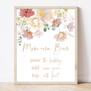 Momosa Bar Sign Baby in Bloom Baby Shower, Spring Flowers Baby Shower Mimosa Bar Sign, Wildflower Baby Shower Decoration, BBS369