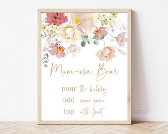 Momosa Bar Sign Baby in Bloom Baby Shower, Spring Flowers Baby Shower Mimosa Bar Sign, Wildflower Baby Shower Decoration, BBS369