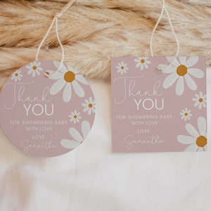 Etichetta modificabile Daisy Baby Shower, Baby in Bloom Daisy Baby Shower Bomboniere, Boho Daisy Baby Shower Etichetta di ringraziamento, BBS620