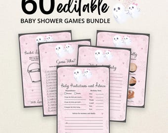Editable A Little Boo Baby Shower Game Bundle, Pink Halloween Baby Shower Game Pack, Girl Ghost Halloween Baby Shower Games, BBS268