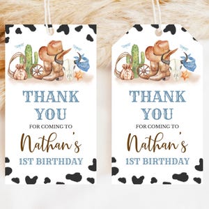 Editable First Rodeo Birthday Favor Tag, A Little Cowboy Birthday Thank You Tag, Wild West Birthday, Saddle Up Ride On Party Favors, BRT330