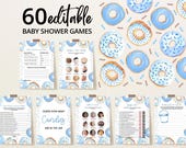 Editable Blue Donuts Baby Sprinkle Game Bundle, Boy Donuts Baby Shower Game Pack, Sprinkled with Love Shower, Donuts Shower Games, BBS969