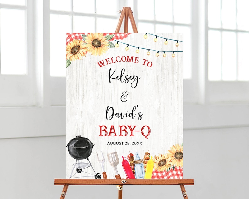 Editable BBQ Baby Shower Welcome Sign Backyard Baby Shower