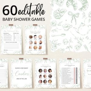 Editable Chinoiserie Gender Neutral Tea Party Shower Game Bundle, Tea Party Baby Shower Game Pack, Garden Tea Party Shower Games, BBS987