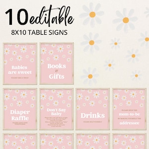 Editable Daisy Baby Shower Table Sign, Bohemian Daisy Baby Shower Babies are Sweet Favors, Boho Daisy Shower Diaper Raffle, Gifts, BBS363
