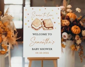 Editable S'more to Love Baby Shower Welcome Sign, S'mores Baby Shower Poster, Fall S'more Fun Baby Shower Decor, BBS840
